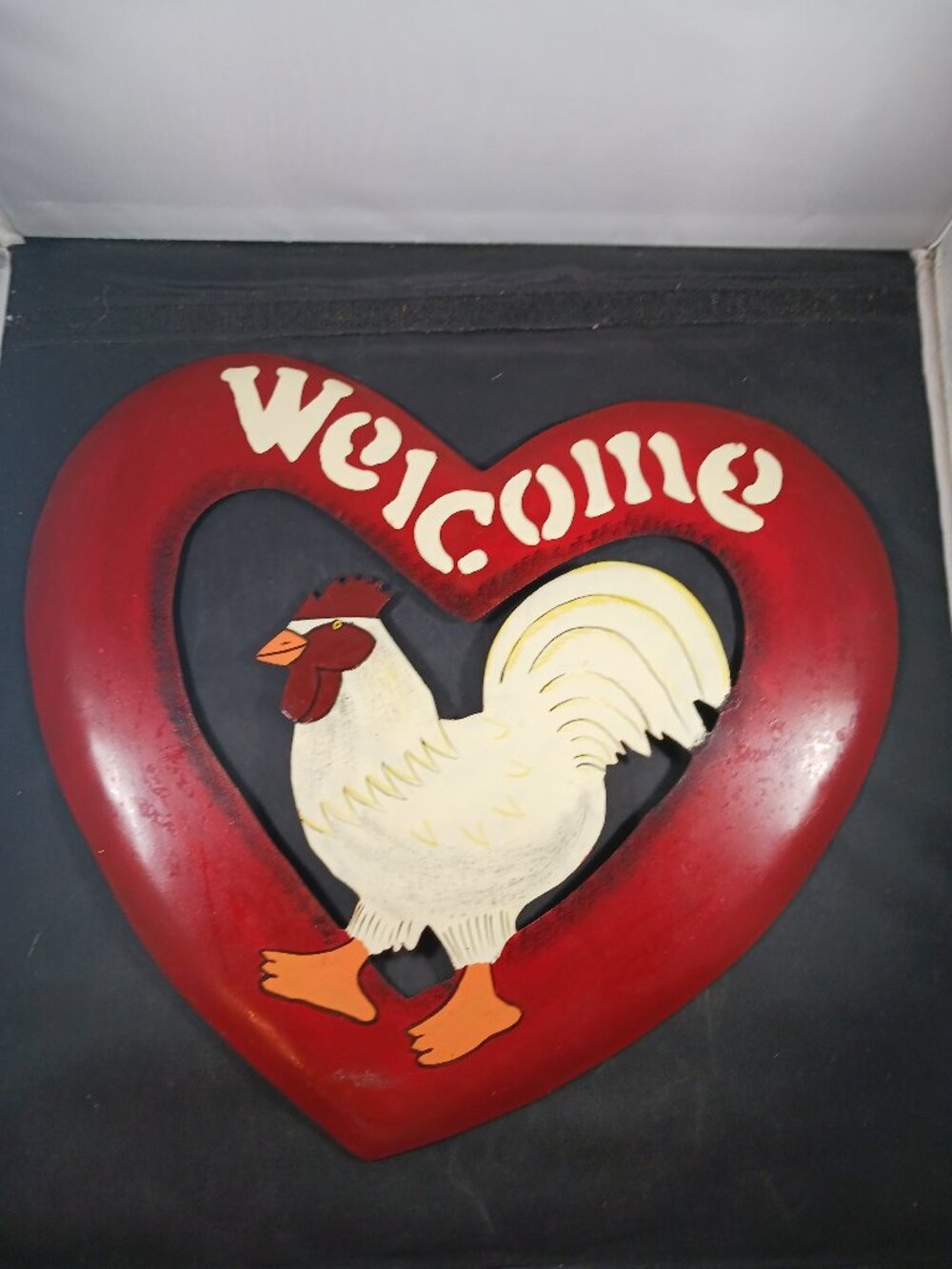Vintage Barn Yard Chicken "Welcome" Sign Wall Hanging